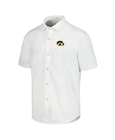 Tommy Bahama Men's White Iowa Hawkeyes Coconut Point Palm Vista IslandZone Camp Button-Up Shirt