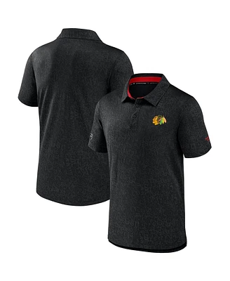 Fanatics Men's Black Chicago Blackhawks Authentic Pro Jacquard Polo Shirt