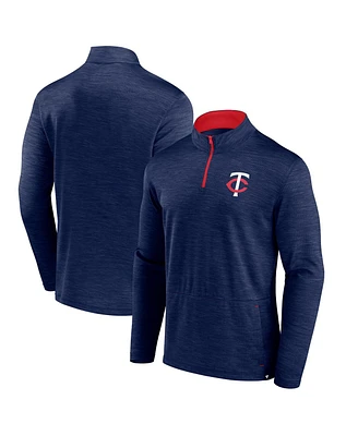 Fanatics Men's Heather Navy Minnesota Twins Fundamentals Quarter-Zip Pullover