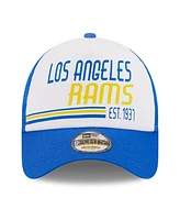 New Era Men's White/Royal Los Angeles Rams Stacked A-Frame Trucker 9FORTY Adjustable Hat