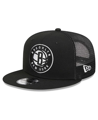 New Era Men's Black Brooklyn Nets 9FIFTY Snapback Trucker Hat