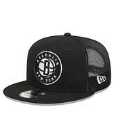 New Era Men's Black Brooklyn Nets 9FIFTY Snapback Trucker Hat