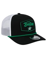 New Era Men's Black/White Dallas Stars Team Patch Basic 9SEVENTY Adjustable Trucker Hat