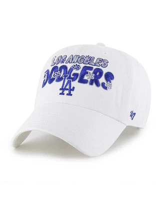 '47 Brand Women's White Los Angeles Dodgers Flower Power Clean Up Adjustable Hat