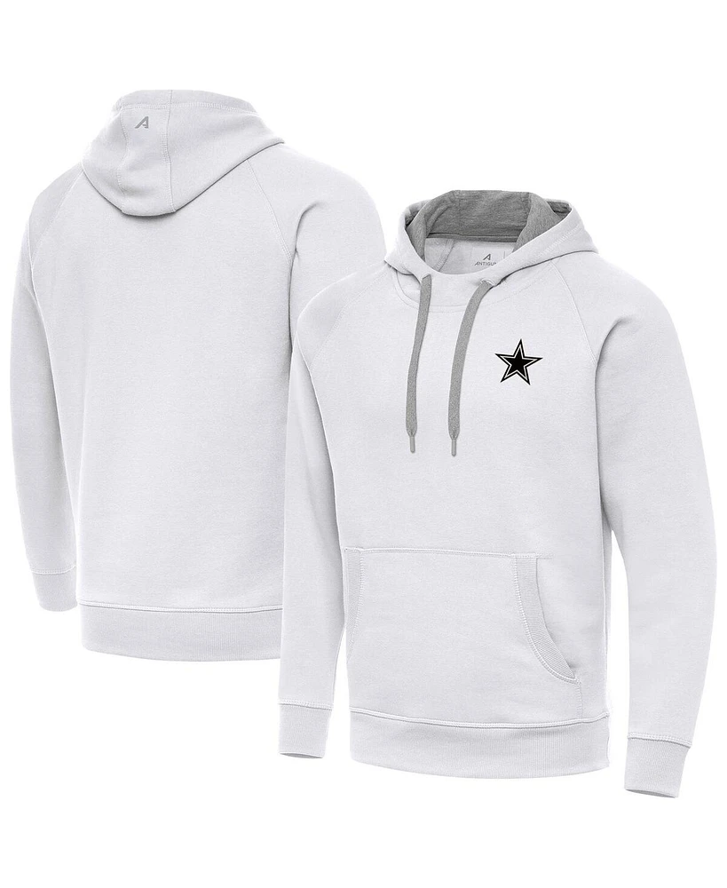 Antigua Men's White Dallas Cowboys Brushed Carbon Victory Pullover Hoodie