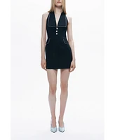 Nocturne Women's Pearl Accessory Buttoned Mini Dress