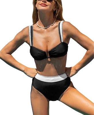 Cupshe Women's Beachside Rendezvous Black Bikini Set