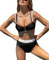 Cupshe Women's Beachside Rendezvous Black Bikini Set