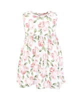 Hudson Baby Girls Cotton Dress and Cardigan Set, Blush Pink Floral