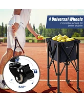 Lightweight Foldable Tennis Ball Teaching Cart with Wheels and Removable Bag