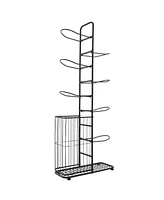 Metal Basketball Holder with 7 Removable Hanging Rods and Side Ball Basket