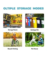 Mondawe 4x6FT Iron-Wood Outdoor Storage Tool Shed with Lockable Door and Windows