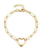 Adornia Gold Paperclip Chain Outline Heart Bracelet
