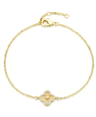 Adornia Gold Cubic Zirconia Button Clover Halo Bracelet