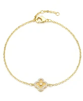 Adornia Gold Cubic Zirconia Button Clover Halo Bracelet