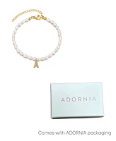 Adornia Gold Freshwater Cultivated Pearl Cubic Zirconia Letter Bracelet