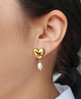 Adornia Gold Freshwater Cultivated Pearl Heart Drop Earrings