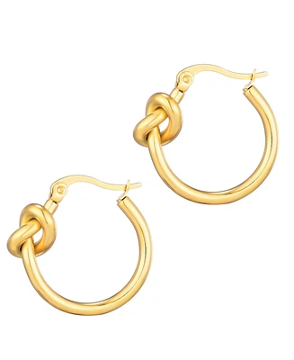 Adornia Stainless Steel Knot Hoop Earrings