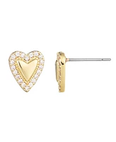 Adornia Gold Puffy Mini Halo Heart Stud Earrings