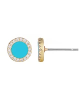 Adornia Gold Turquoise Circle Halo Stud Earrings