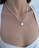 Adornia Gold Mother of Pearl Strand Clover Pendant Necklace