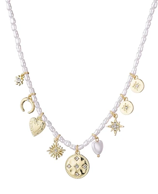 Adornia Gold Cultivated Pearl Charm Strand Necklace