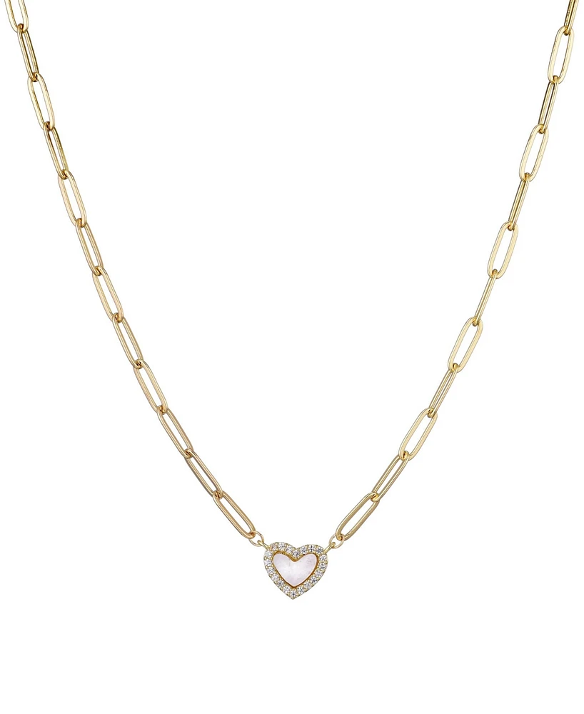 Adornia Gold Mother of Pearl Mini Heart Chain Necklace