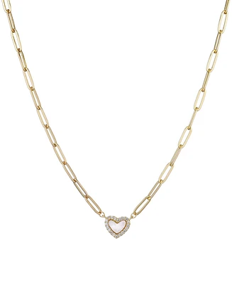 Adornia Gold Mother of Pearl Mini Heart Chain Necklace