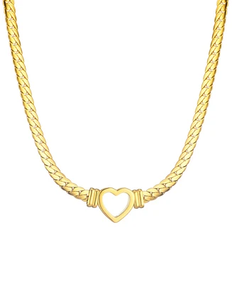 Adornia Tarnish Resistant Gold Flat Curb Chain Heart Necklace