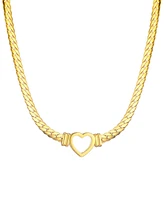 Adornia Tarnish Resistant Gold Flat Curb Chain Heart Necklace