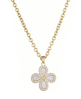 Adornia Gold Mother of Pearl Flower Halo Pendant Necklace