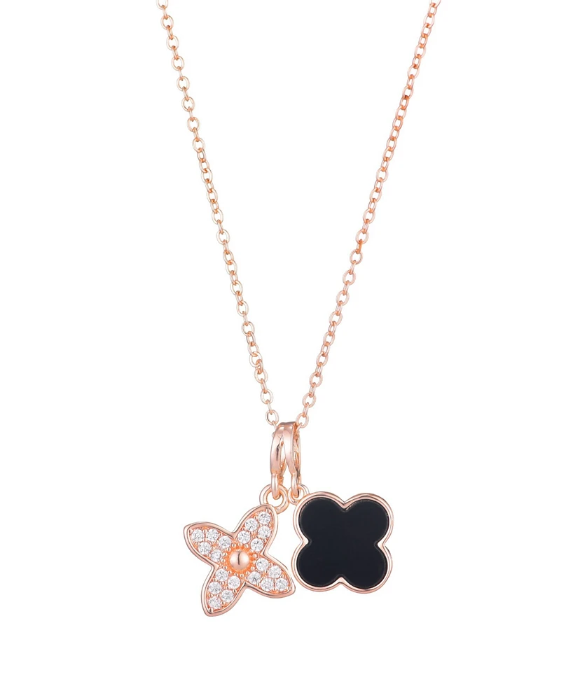 Adornia Tarnish Resistant Cubic Zirconia Double Clover Necklace