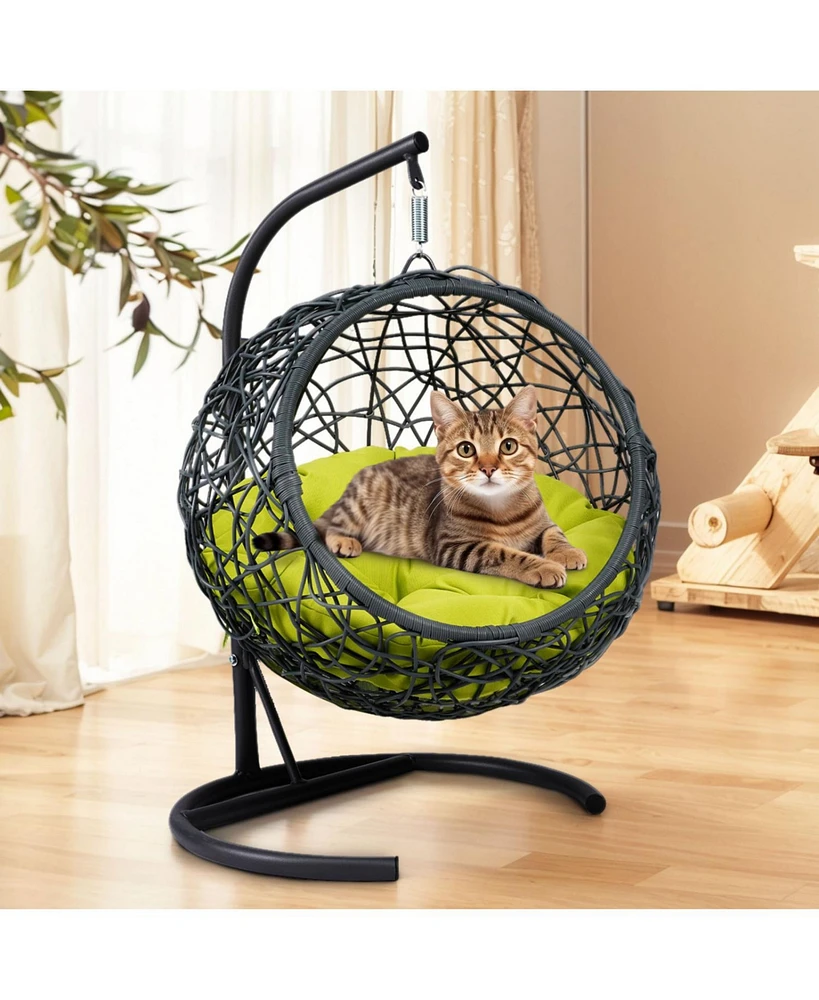 Cat Swing Bed with Stand - Green