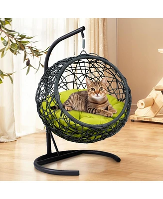 Cat Swing Bed with Stand - Green