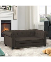 Elegant Elevated Dog Sofa Bed - Dark Brown