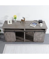 Modern Double Dog Crate Furniture with Storage