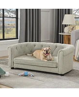 Beige Linen Pet Sofa