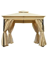 Streamdale Furniture 10x10 Outdoor Gazebo with Netting & Privacy Screens