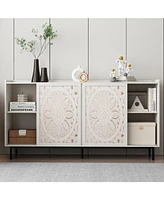 Streamdale Furniture Mid Century Modern White Buffet/Tv Stand