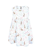 Hudson Baby Girls Cotton Dress and Cardigan Set, Floral Bunnies, Months