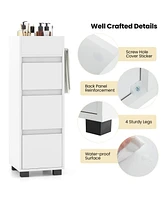 Volenca Bathroom Floor Cabinet with 3 Drawers, 4 Top Dividers and 1 Towel Rack