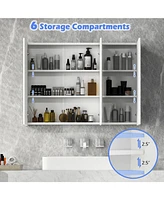 Volenca Frameless Bathroom Wall Mounted Mirror Cabinet with 3 Doors and Adjustable Shelves
