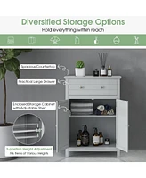 Volenca 2-Door Freestanding Bathroom Cabinet with Drawer and Adjustable Shelf