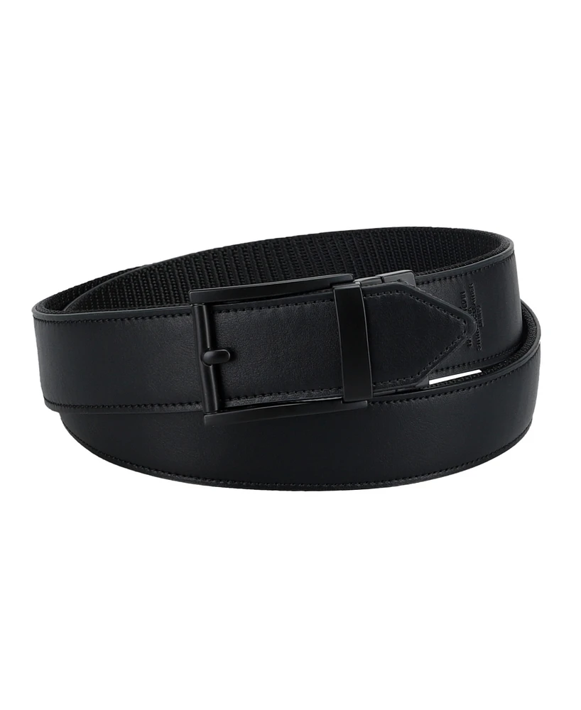 Kenneth Cole Reaction Men's Two-in-One Reversible Fabric and Artificial Leather Track Lock Belt