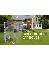 Catio Large Wooden Cat House on Wheels