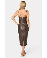 Bebe Women's Laux Leather Bustier Midi Dress