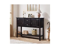 Casainc 48" Solid Wood Sideboard Console Table with 2 Drawers and Cabinets Bottom Shelf, Retro Style Storage Dining Buffet Server Cabinet