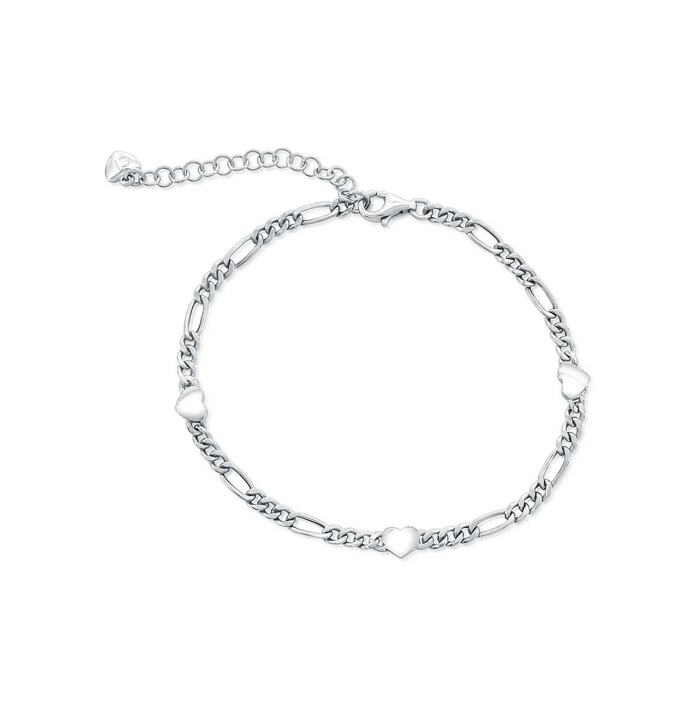 Simona Sterling Silver, Heart Figaro Bracelet