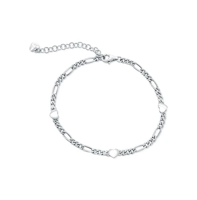 Simona Sterling Silver, Heart Figaro Bracelet