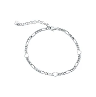 Simona Sterling Silver, Heart Figaro Bracelet